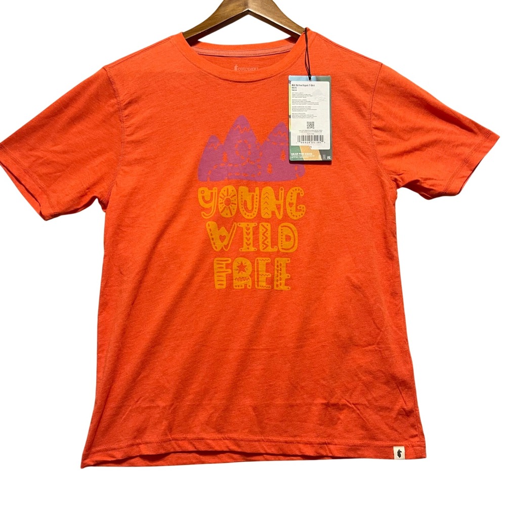 Cotopaxi Be Free Organic T-Shirt Kids XL Canyon Orange Young Wild Free Gorpcore